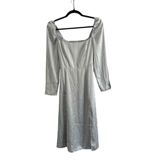 Aritzia Wilfred Bridgerton Satin Long Sleeve Thigh Slit Midi Dress Size 0 - Picture 6 of 13